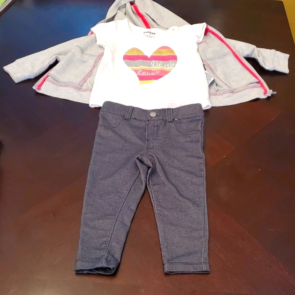 Girls Dkny 3-Piece Top, Pants & Zip-up Hoodie